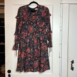 Sheer Floral Print Dress | Long Sleeve Boho Midi · LOFT